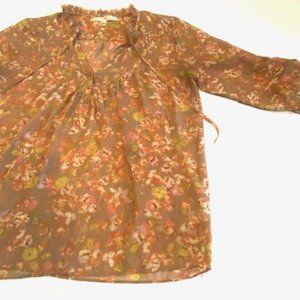 Lauren Conrad Floral Top with Tie Front + Size M